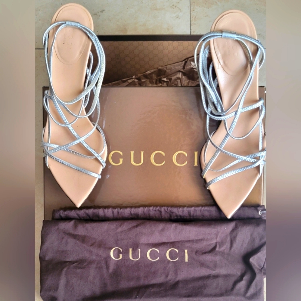 GUCCI STILETTO STRAPPY SANDALS